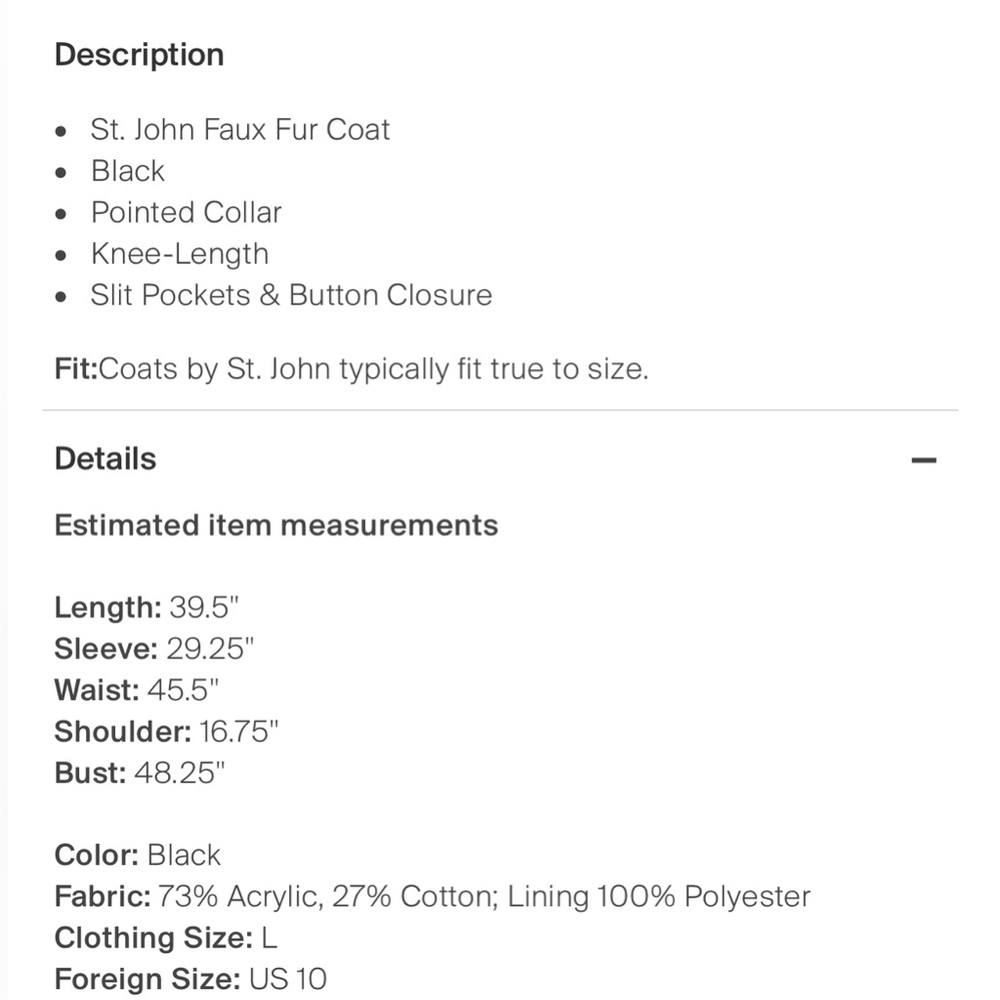 ST. John. Faux Fur coat - Picture 4 of 6